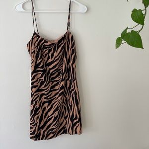 Zebra Nude Black Slip Mini Dress